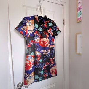 Zara satin mini dress with mandarin style collar 🌸🌸